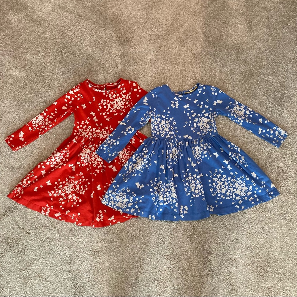 Pair of Mini Boden Play Dresses, size 4-5
